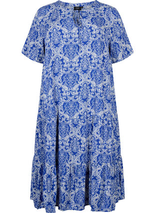 Short sleeve viscose dress with print, S. the web Oriental, Packshot image number 0