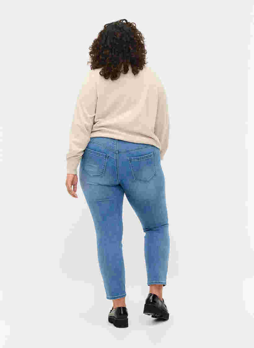 Cropped Emily jeans with embroidery, Blue denim, Model image number 1