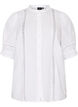 Short-sleeved cotton muslin blouse with crochet trim, White, Packshot image number 0