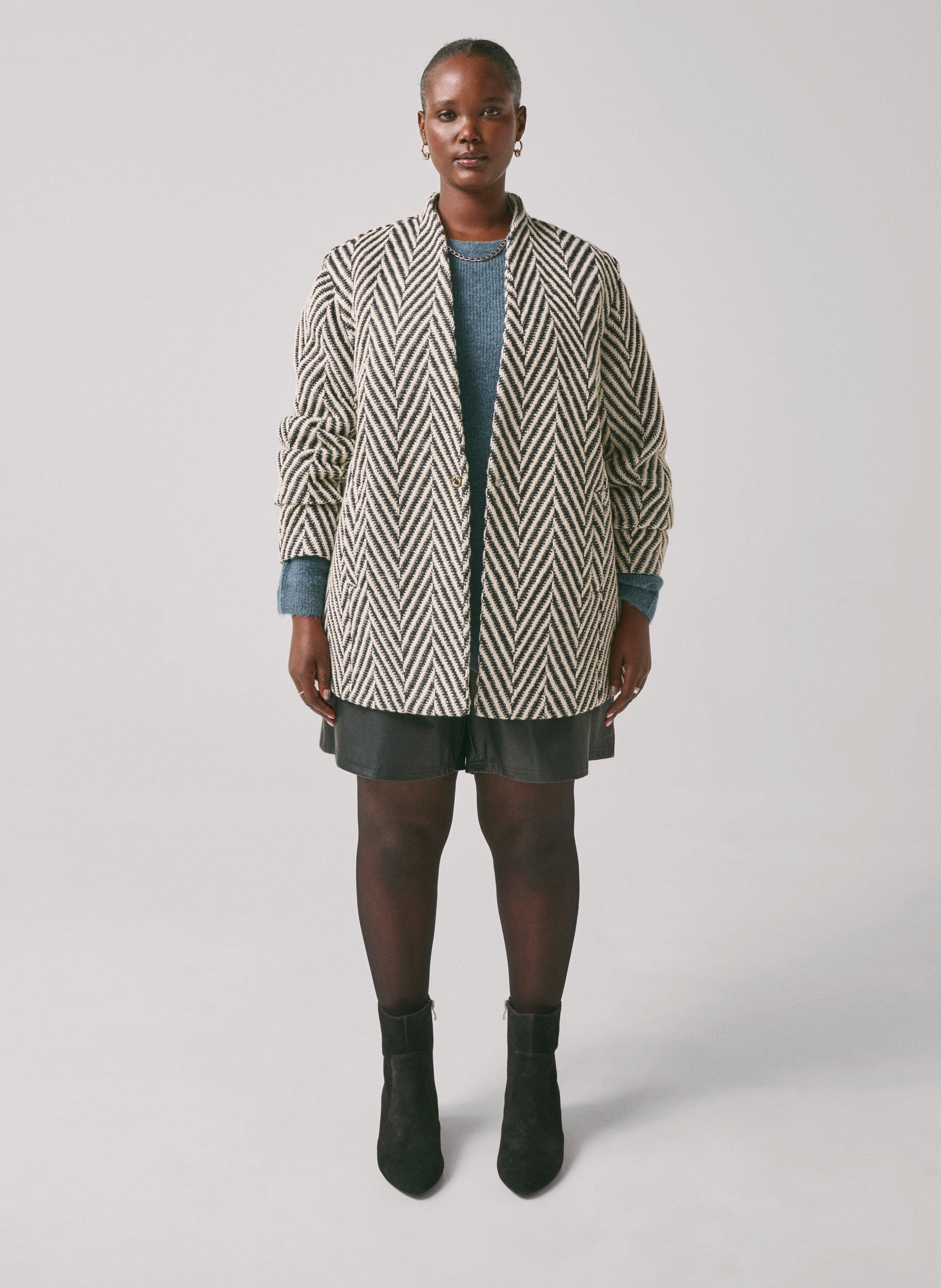 Zizzifashion Patterned jacket, Black w. White, Image image number 1