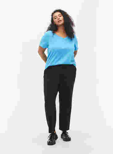 2-pack basic cotton t-shirt, Bonnie Blue/Black, Model image number 2