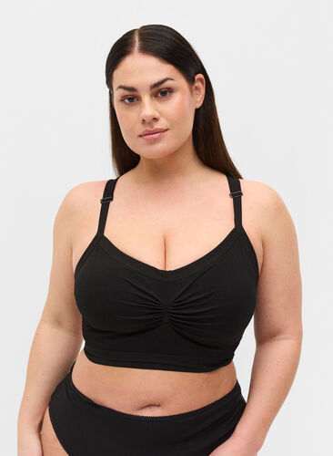 Soft bra with lace back, Black, Model image number 0