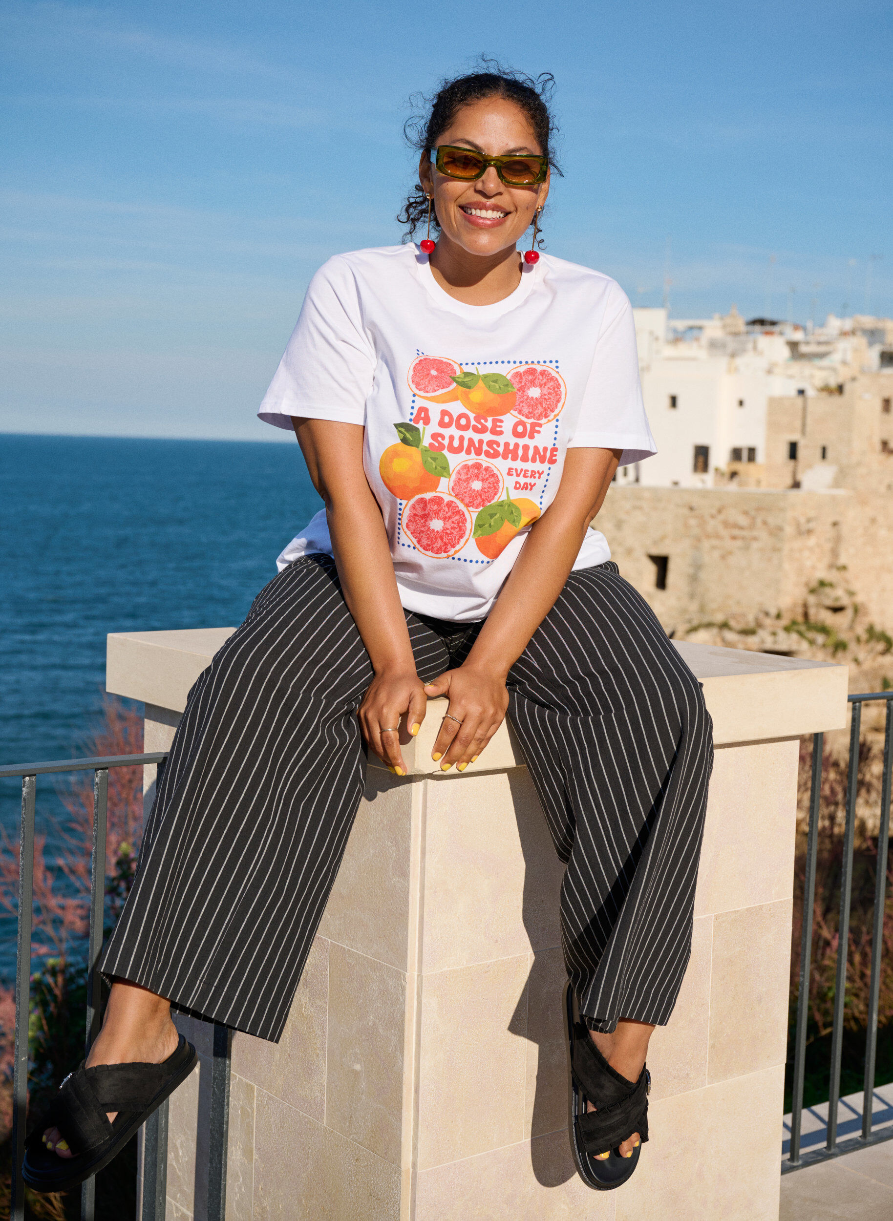 Zizzifashion Loose trousers with high waist and pockets, Black, Image image number 0