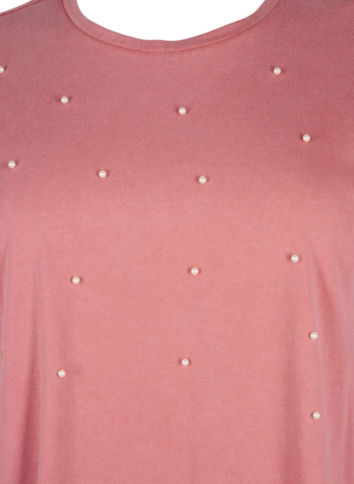 T-shirt with pearls, Heather Rose Washed, Packshot image number 2