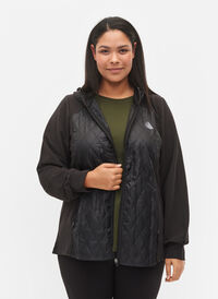 Hooded exercise jacket with pockets, Black, Model