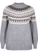 Knitted jumper with patterns and long sleeves, Medium Grey Comb, Packshot image number 0