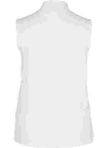 High neckline cotton top with ribbed fit, Bright White, Packshot image number 1
