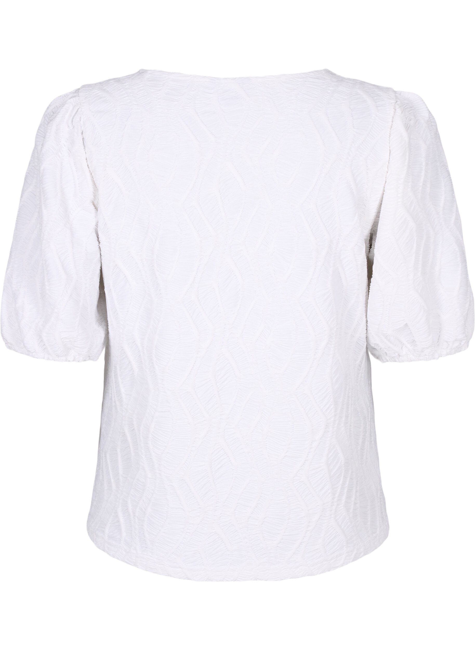 Zizzifashion Textured blouse with short sleeves, Bright White, Packshot image number 1