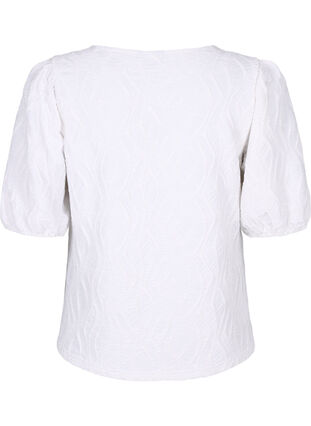 Textured blouse with short sleeves, Bright White, Packshot image number 1