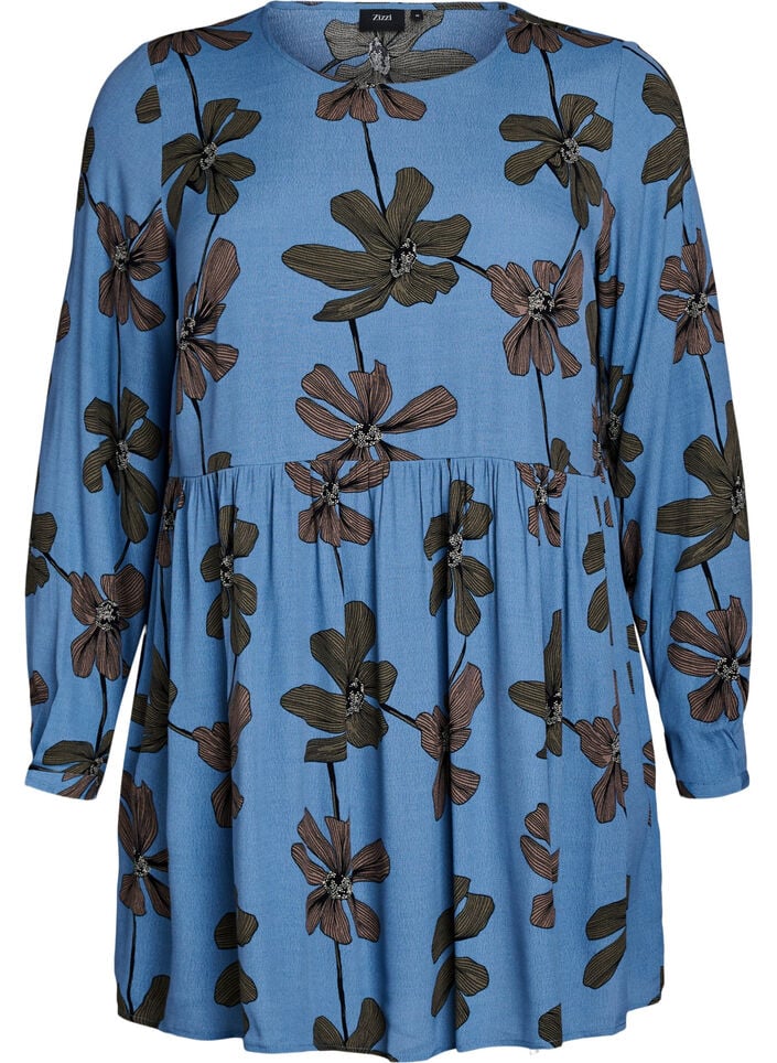 Long-sleeved tunic with a seam, Blue, Packshot image number 0