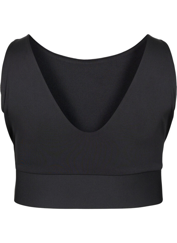 CORE, MID SUPPORT SPORTS BRA - Sports bra with v-back, Black, Packshot image number 1