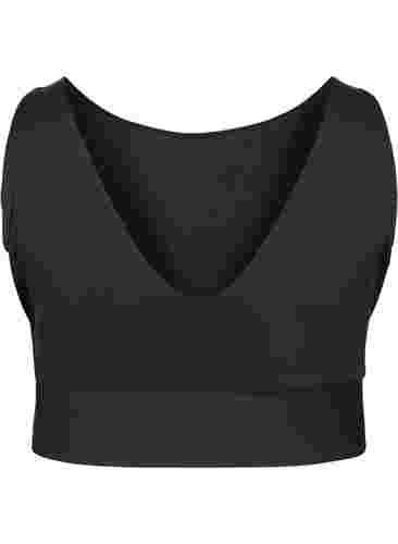 CORE, MID SUPPORT SPORTS BRA - Sports bra with v-back, Black, Packshot image number 1
