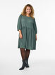 FLASH - Short dress with texture and 3/4 sleeves, Green, Model image number 1