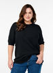 Knitted blouse with short sleeves, Black, Model image number 0