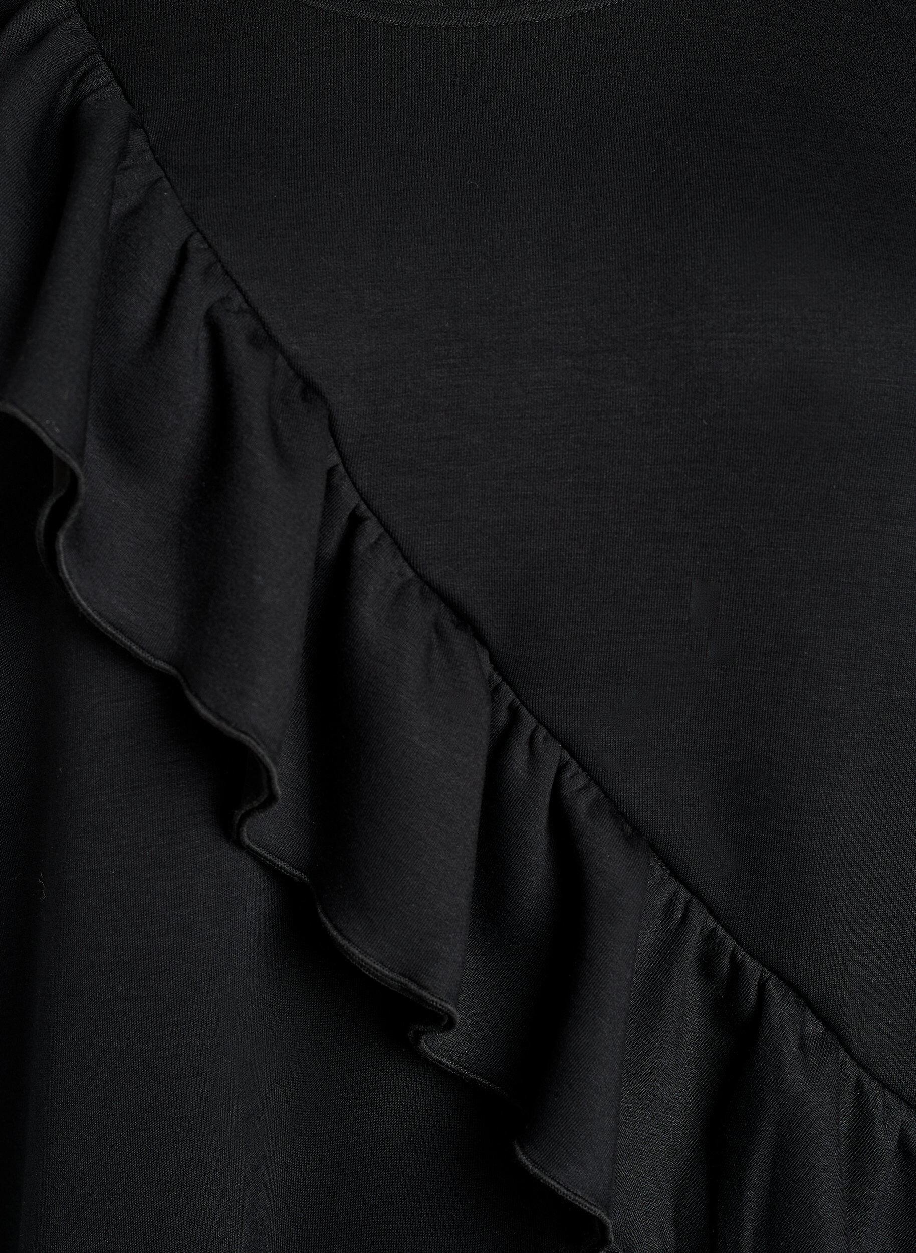 ZizzifashionJersey blouse with a diagonal ruffle detail, Black, Packshot image number 2