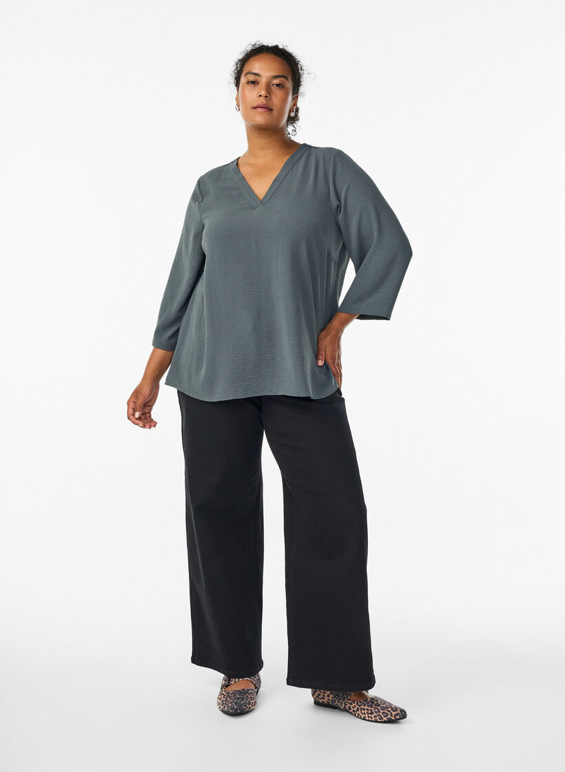 FLASH - Blouse with 3/4 sleeves, Green, Model image number 1