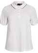Polo shirt with rhinestone buttons and ruffle detail, Vanilla, Packshot image number 0