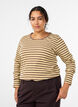 Striped blouse with long sleeves, Brown, Model image number 0