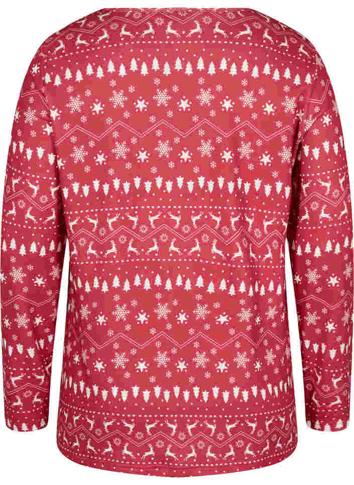 Top with Christmas print, Tango Red/White AOP, Packshot image number 1