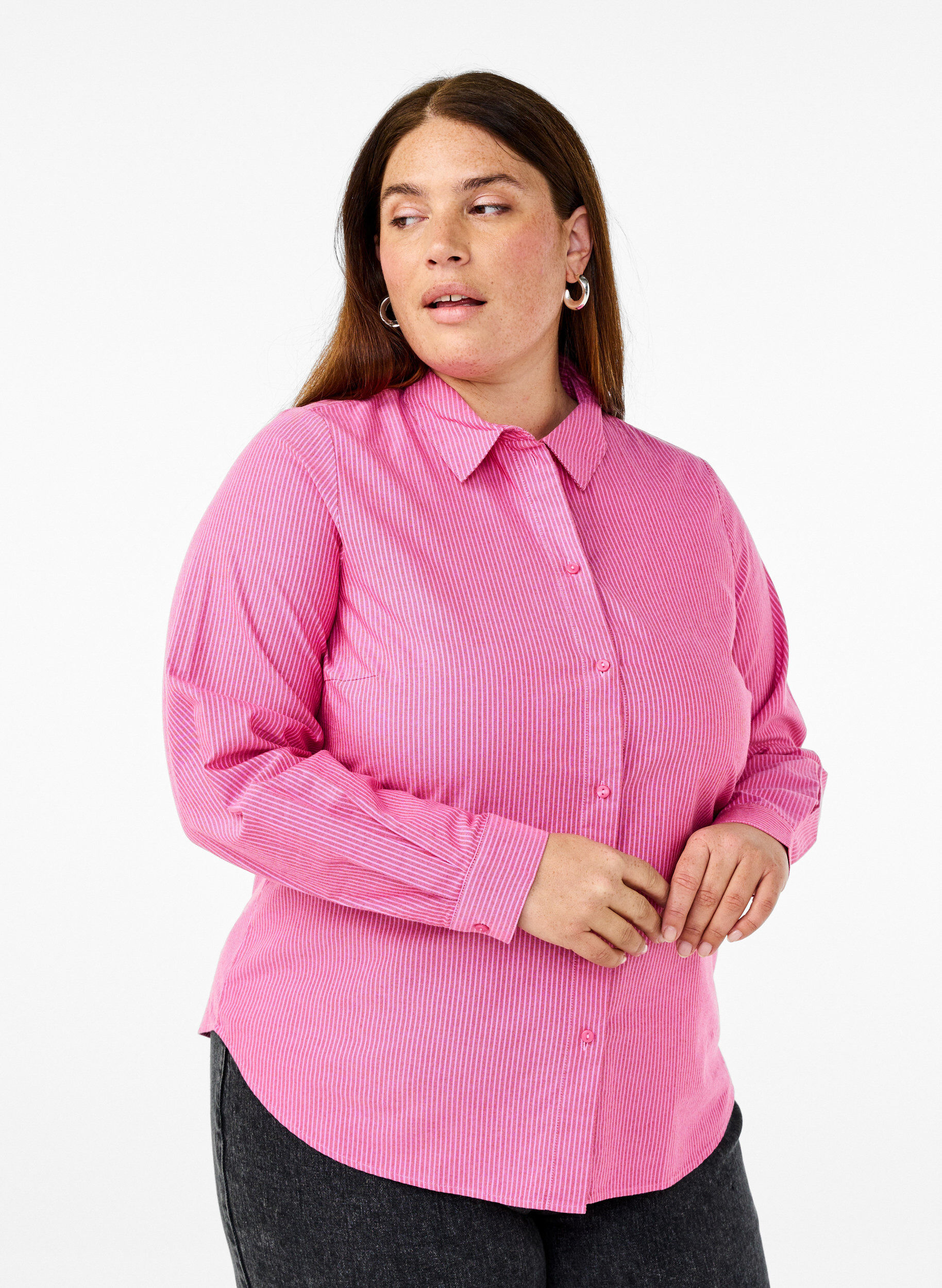 Zizzifashion Long-sleeved cotton shirt, Red, Model image number 0