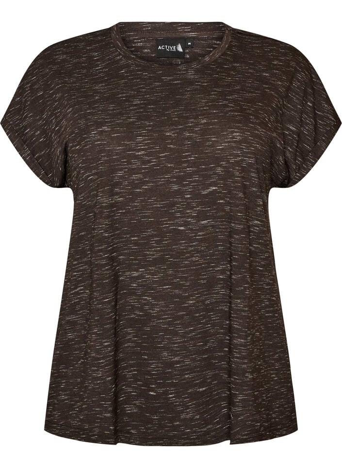 Loose workout t-shirt with short sleeves, Brown, Packshot image number 0