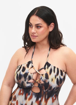 Printed swimsuit with detachable straps, Abstract Leopard, Model image number 1
