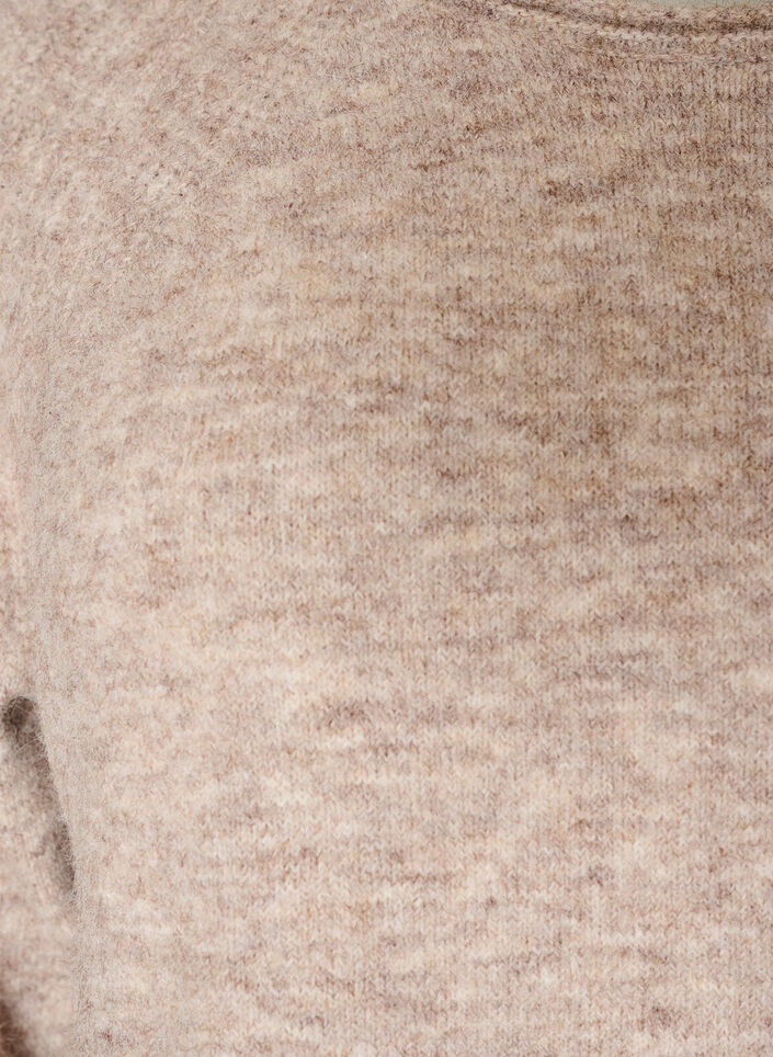 Knitted blouse with raglan sleeves and a wide lace trim, Beige, Packshot image number 2