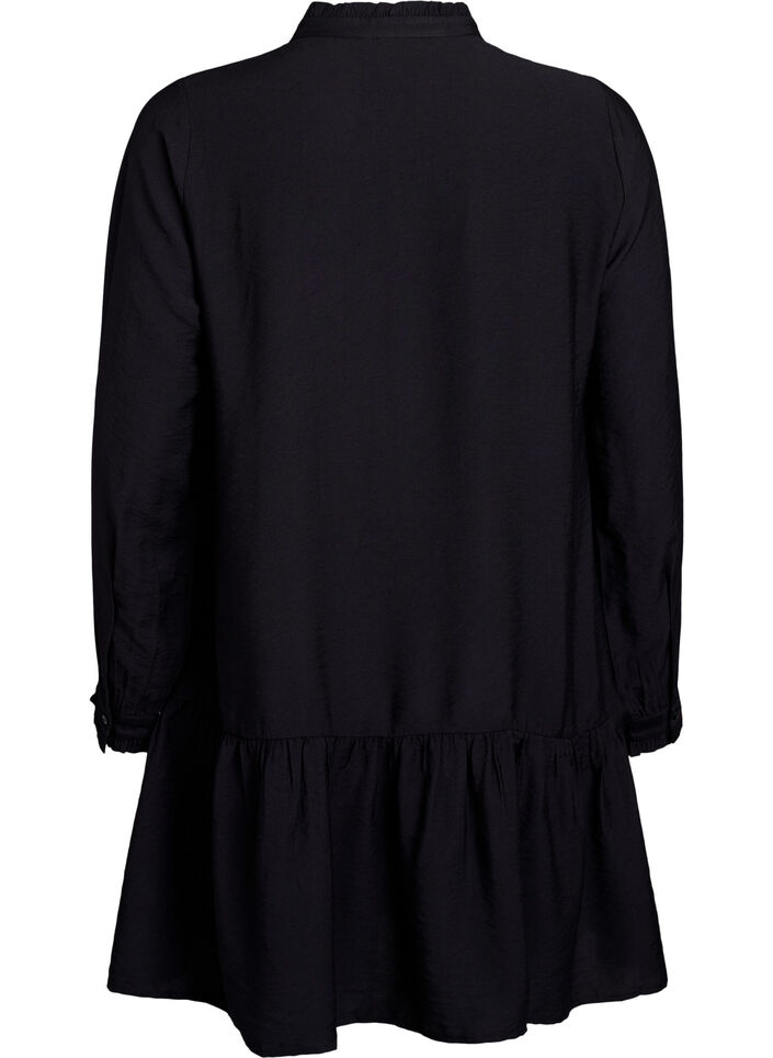 Short A-line dress with ruffles, Black, Packshot image number 1
