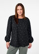 FLASH - Long-sleeved blouse with small flowers, Black White Flower, Model image number 0