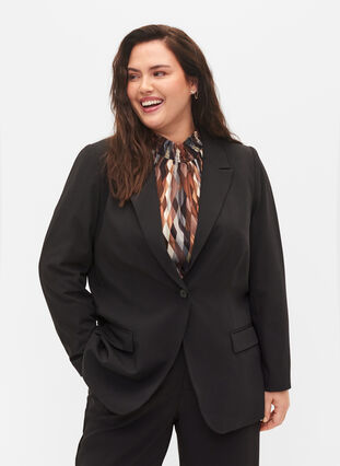 Classic blazer with pockets, Black, Model image number 0