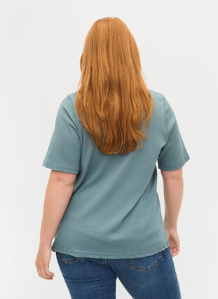 Short-sleeved T-shirt with buttons, Goblin Blue, Model image number 1