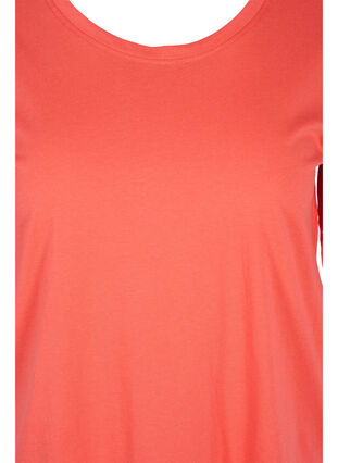 Cotton t-shirt with elbow-length sleeves, Hot Coral, Packshot image number 2