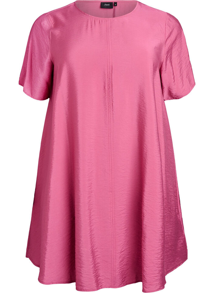 A-line viscose dress with short sleeves, Rose, Packshot image number 0