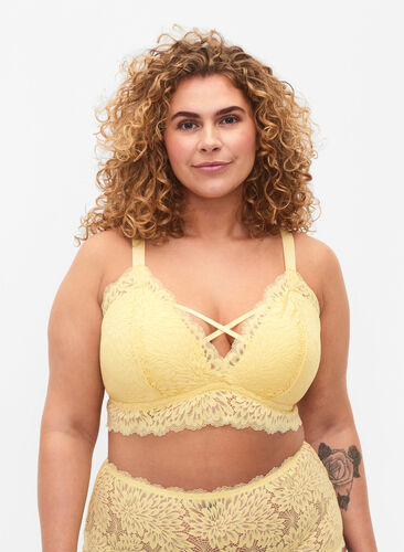 Bralette with string detail and soft padding, Pale Banana ASS, Model image number 0