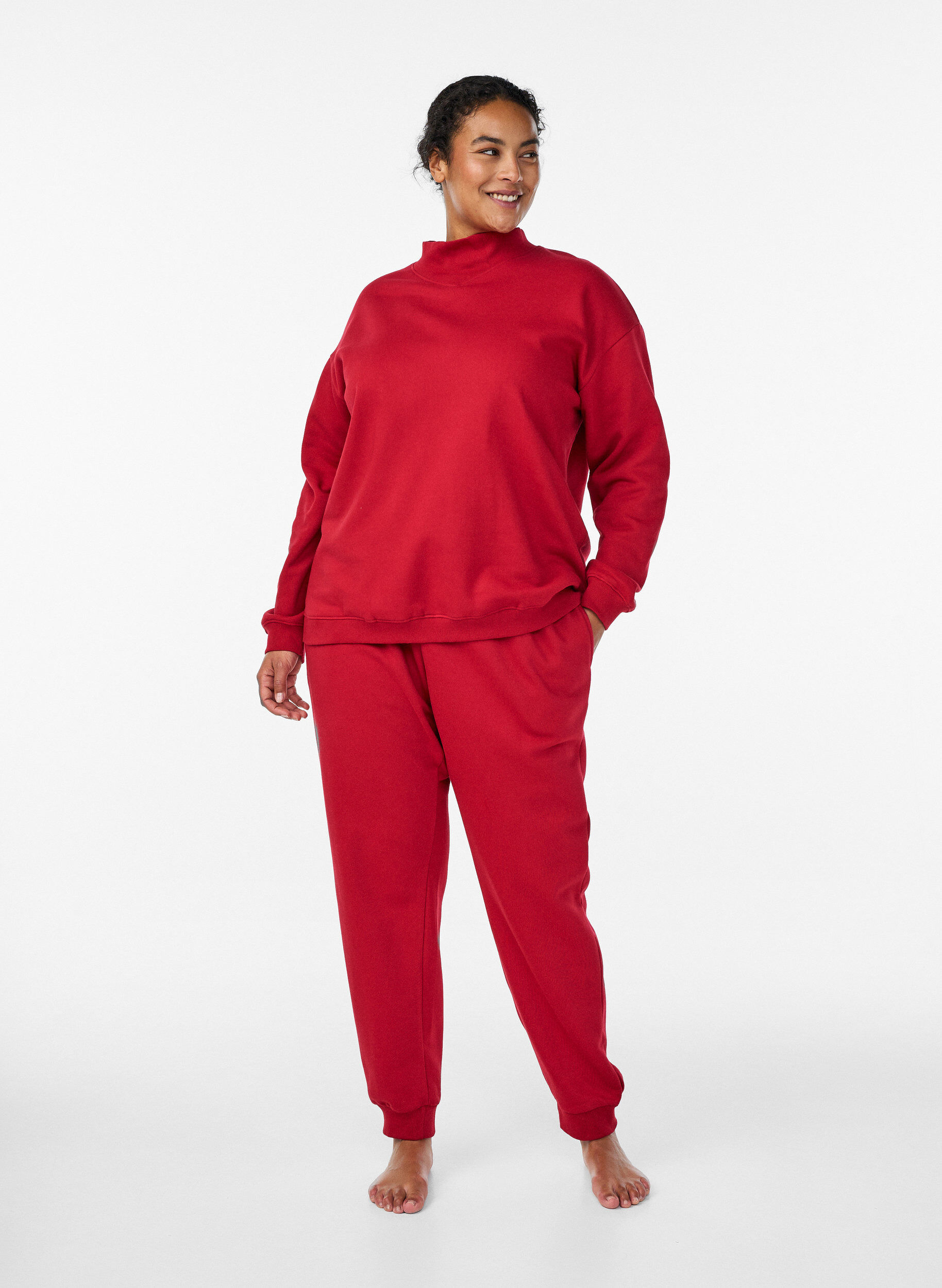 Zizzifashion High-waisted joggers, Red, Model image number 0