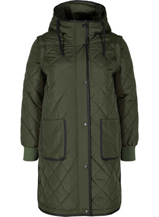 Quilted 2-in-1 jacket with detachable sleeves, Forest Night, Packshot image number 0