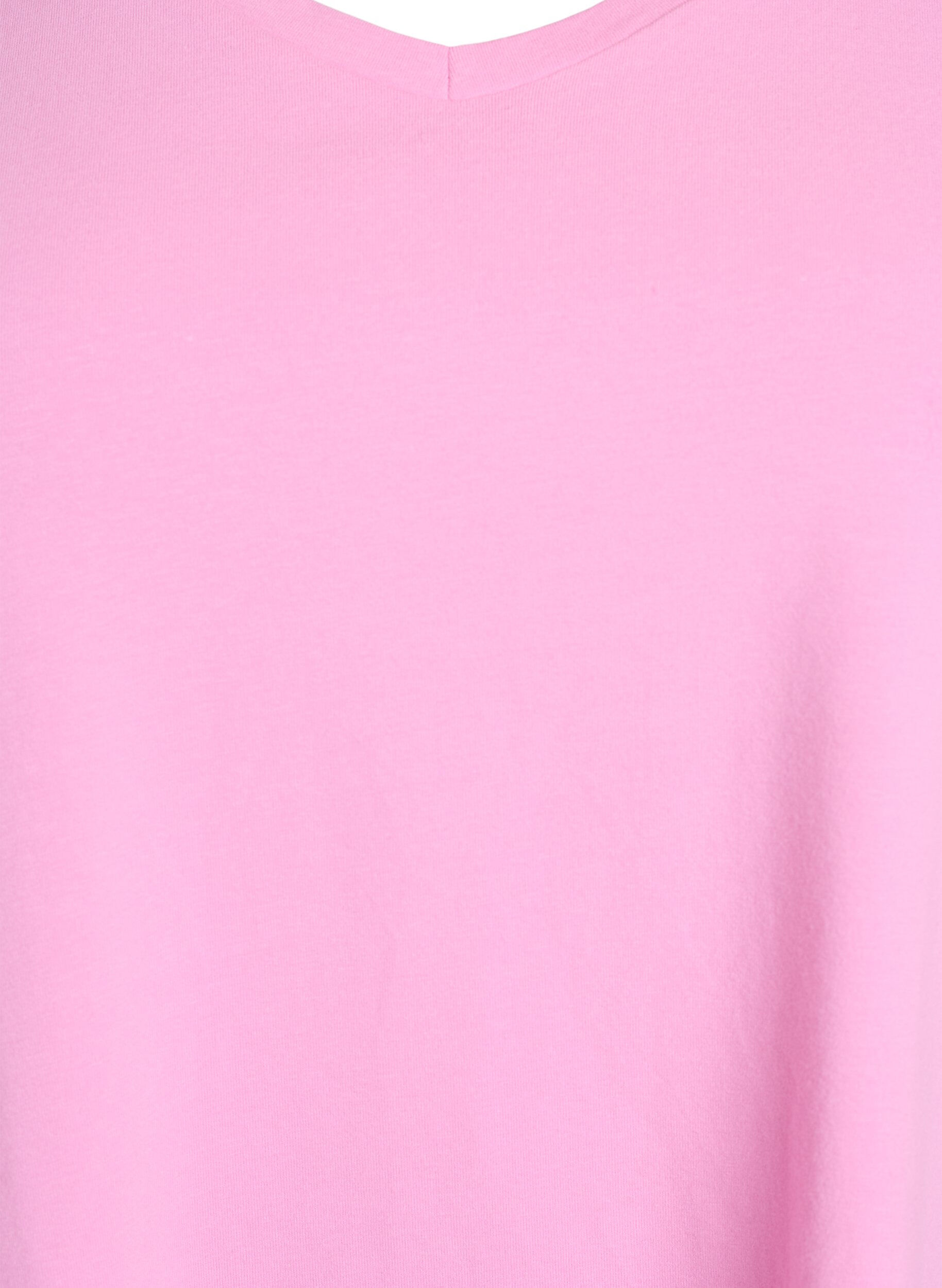 ZizzifashionBasic plain cotton t-shirt, Pink, Packshot image number 2