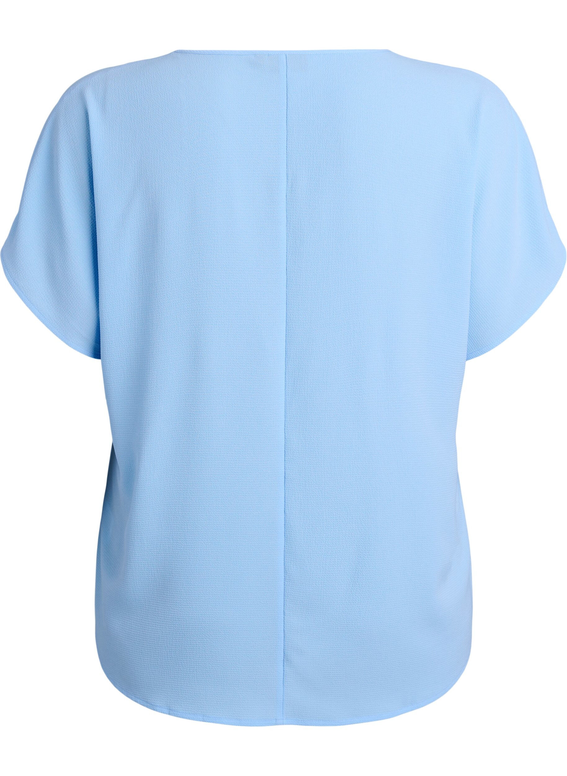ZizzifashionBlouse with short sleeves and a round neckline, Blue, Packshot image number 1