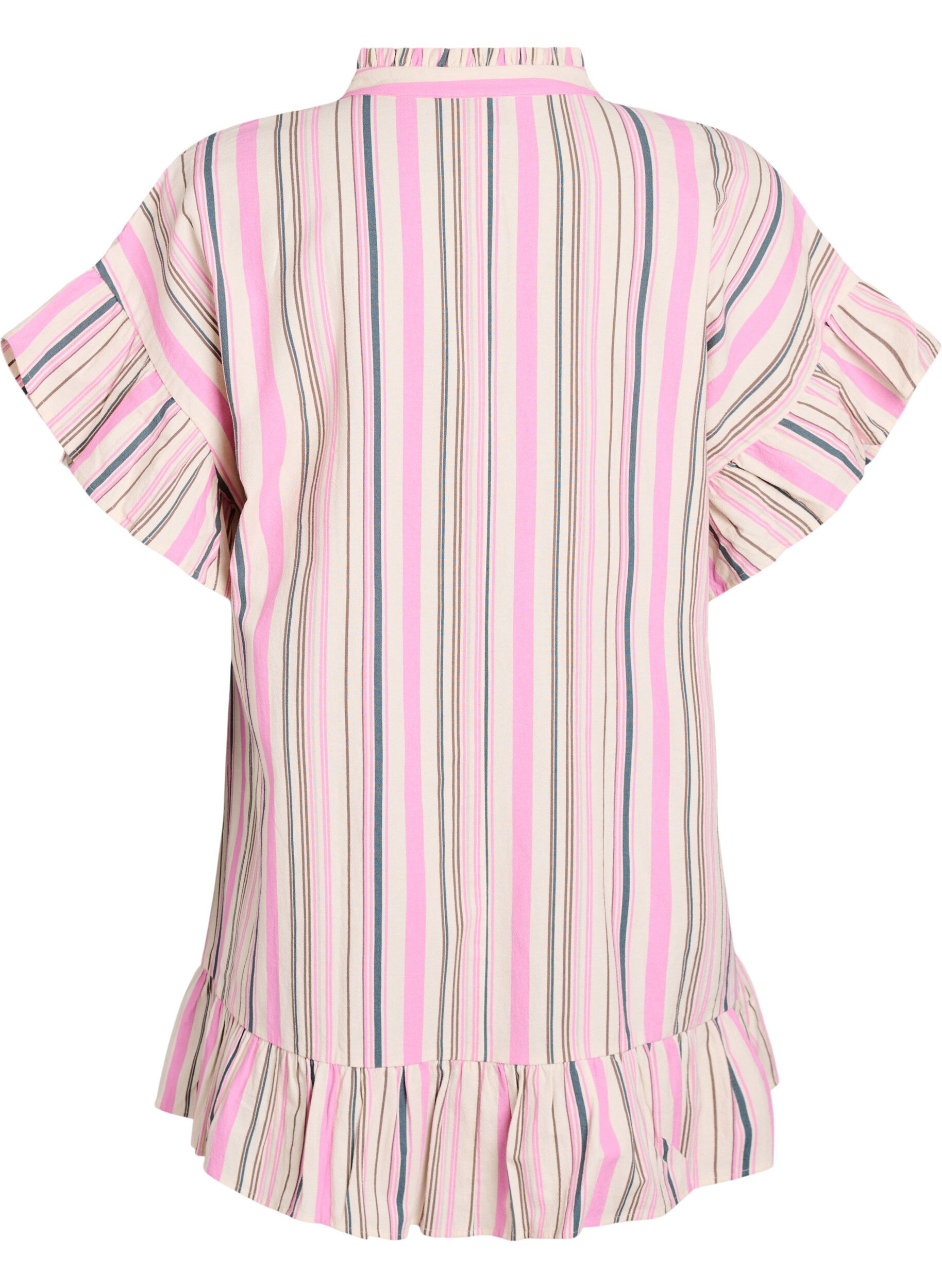 Zizzifashion Tunic with V-neck and ruffle details, Vanilla, Packshot image number 1