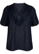 Blouse with short sleeves and dotted structure, Night Sky, Packshot image number 0