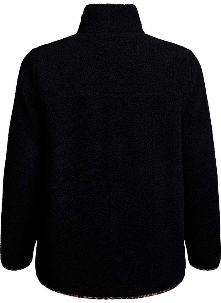 Teddy-fleece jacket with cherry details, Black, Packshot image number 1