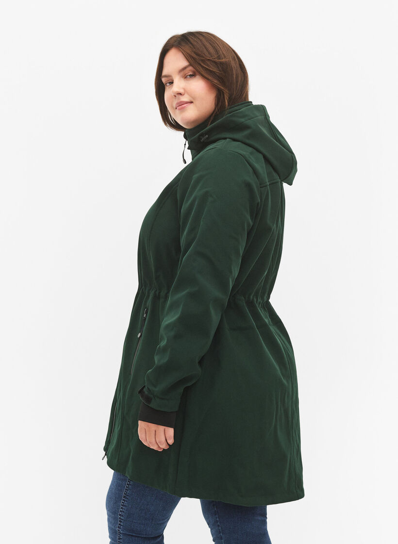 Softshell jacket with detachable hood, Green, Model image number 2