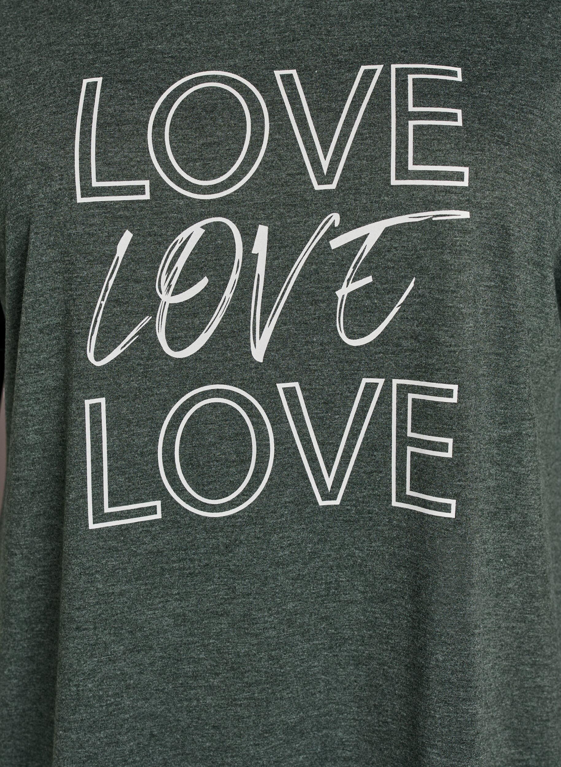 Zizzifashion Short sleeve nightgown with text print, Green, Packshot image number 2