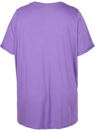 Single colour oversized t-shirt with v-neck, Deep Lavender, Packshot image number 1