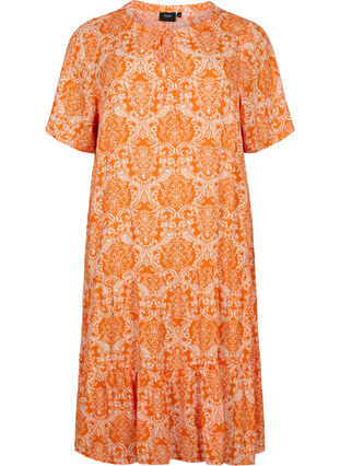 Short-sleeved viscose dress with print, Exuberance Oriental, Packshot image number 0