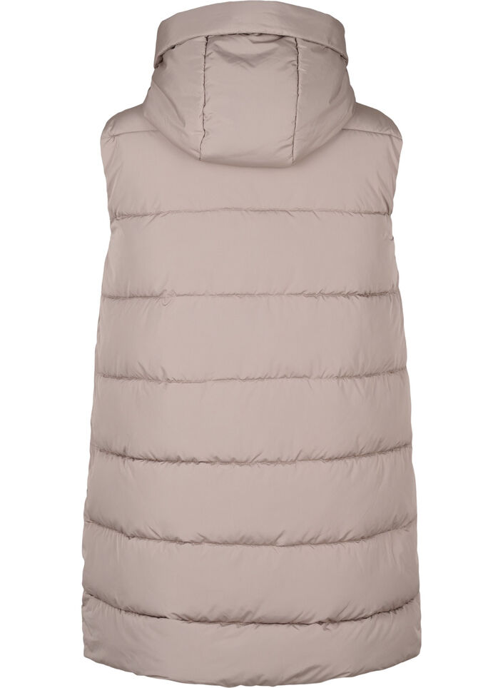 Long vest with hood and pockets, Beige, Packshot image number 1