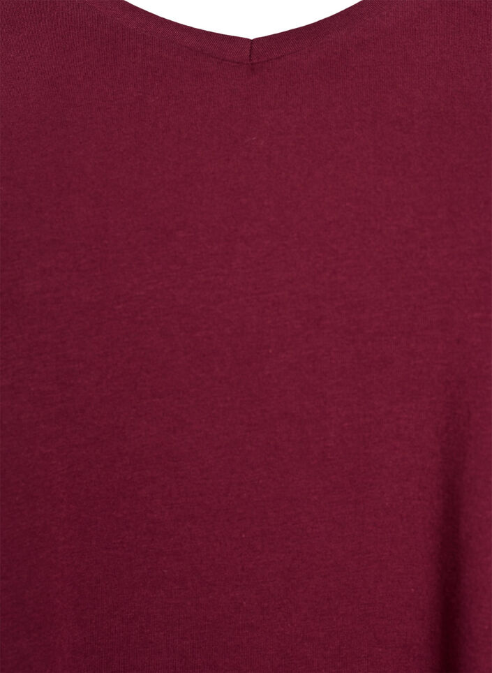 Solid-coloured basic cotton T-shirt, Dark Bordeaux, Packshot image number 2