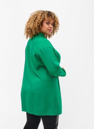 Long-sleeved viscose blouse with shirt collar, Jolly Green, Model image number 1