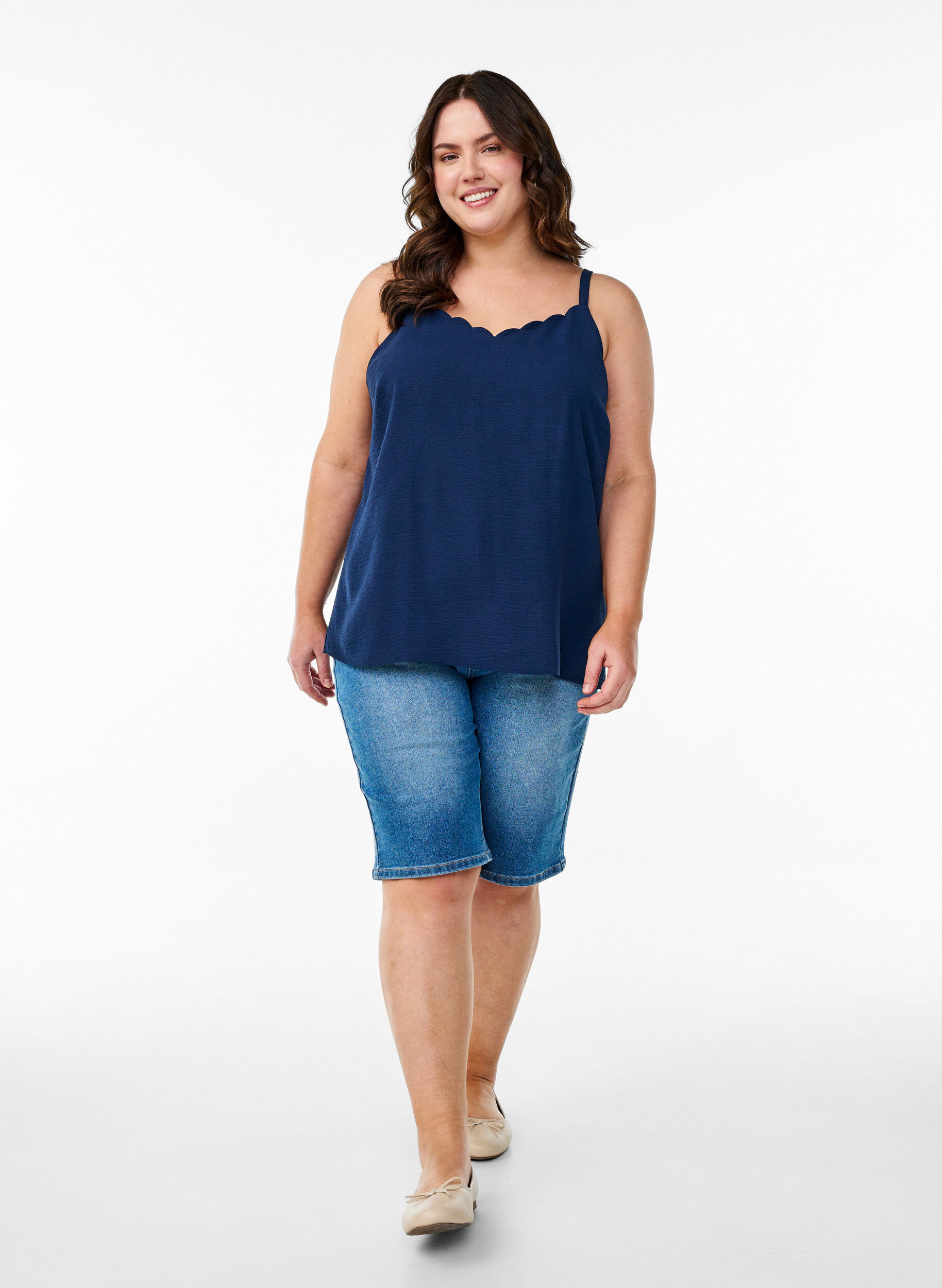 Zizzifashion Top with a wavy hem, Blue, Model image number 1