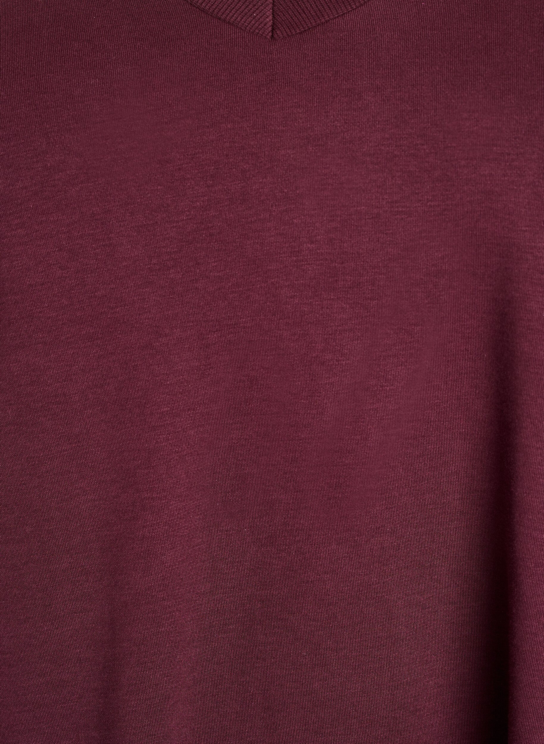 Zizzifashion Basic V-neck T-shirt in organic cotton, Dark Bordeaux, Packshot image number 2